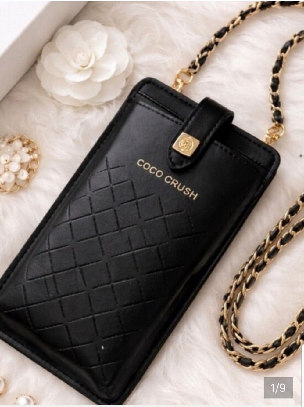 COCO CRUSH WHITE Quilted Crossbody Phone Pouch